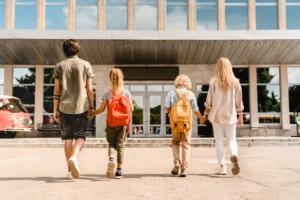 Transition from elementary school to secondary school - Parents dropping children at school